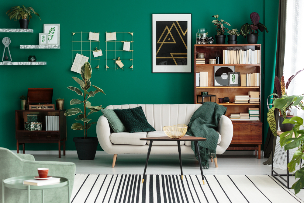 Modern,Design,,Botanic,Living,Room,Interior,With,Cozy,,Beige,Sofa, Top Interior Design Trends